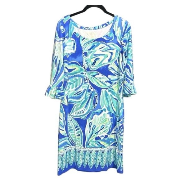 Lilly Pulitzer Dresses & Skirts - Lilly Pulitzer Sophie Ruffle Dress UPF 50+ Palm Passage Print Beckon Blue Size S